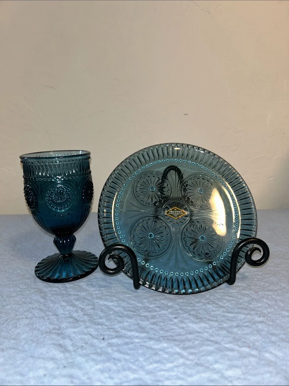 Shannon Crystal by Godinger, Medallion Collection Plate and Goblet